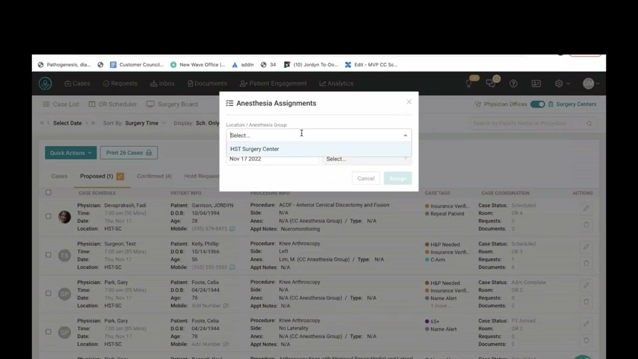 Quick Anesthesia Assignments with HST's Scheduling & Care Communication: Office vs. Surgery Center