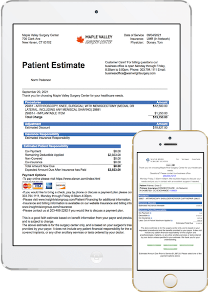 Patient Estimate screenshot