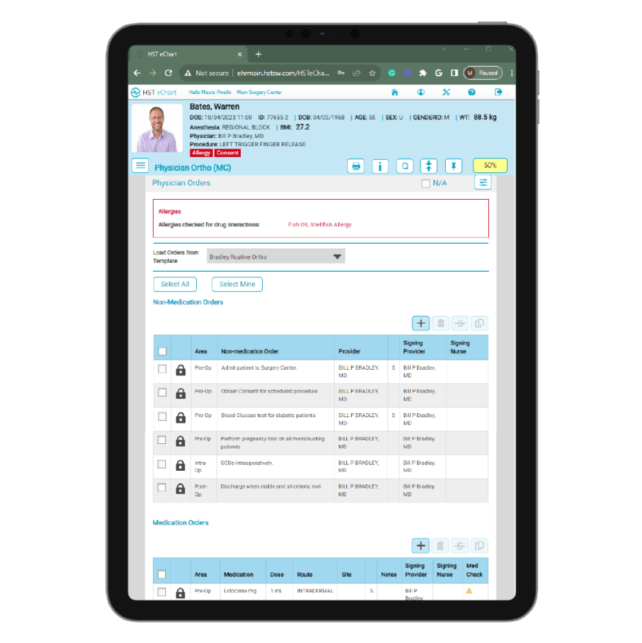 eChart Screens-Tablet Physician Orders 2