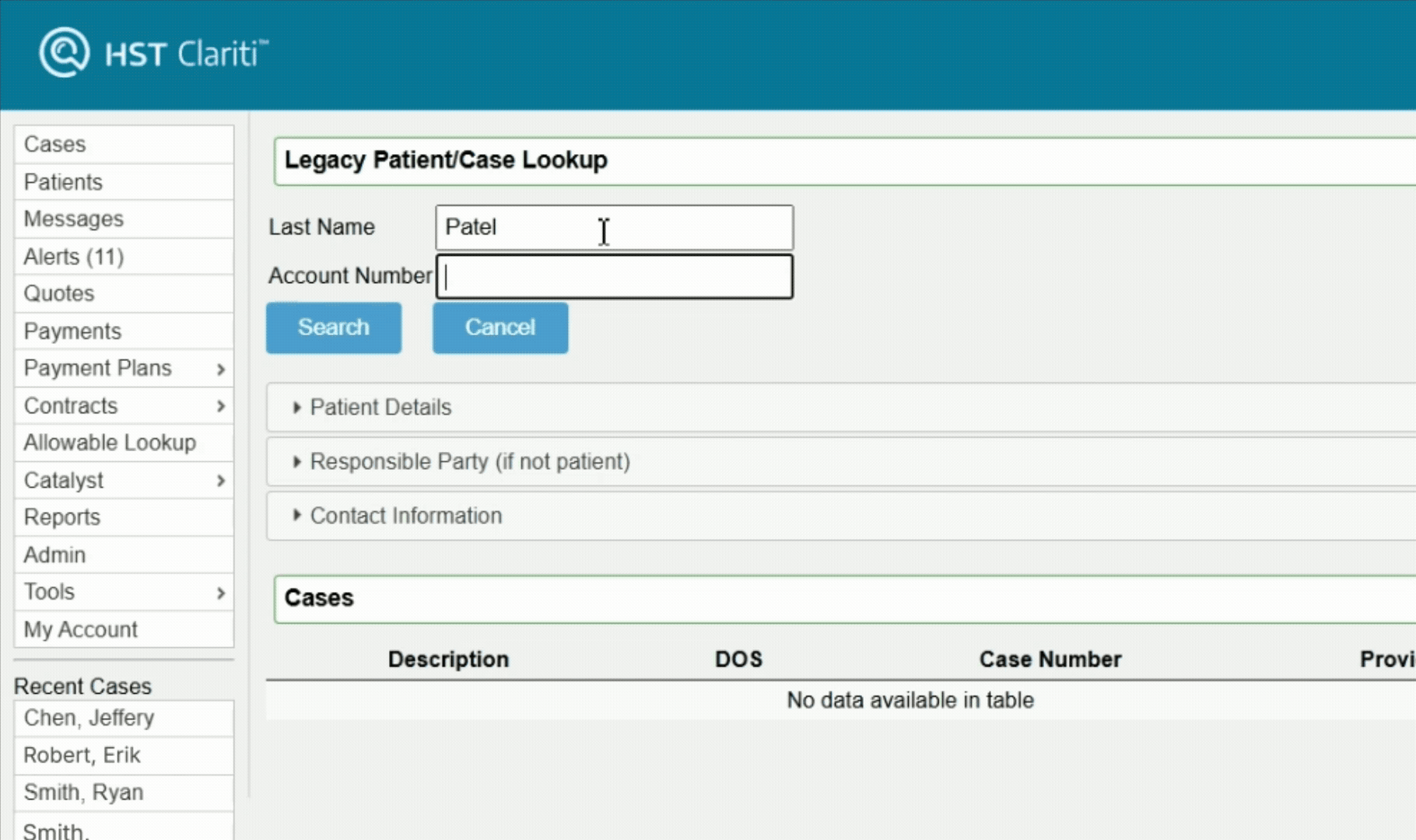 Patient Payments-Legacy Lookup