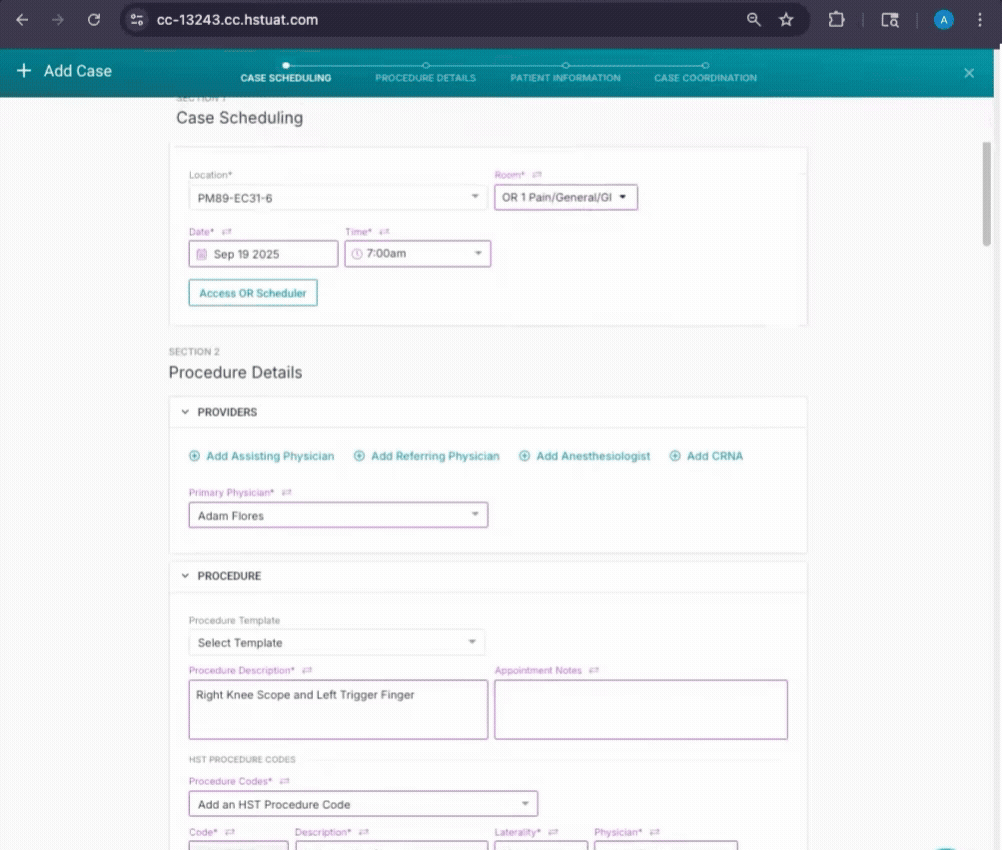 Scheduling - Laterality Fields